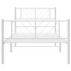 vidaXL Metal Bed Frame White Powder-Coated Steel Single Metal Bed Frame