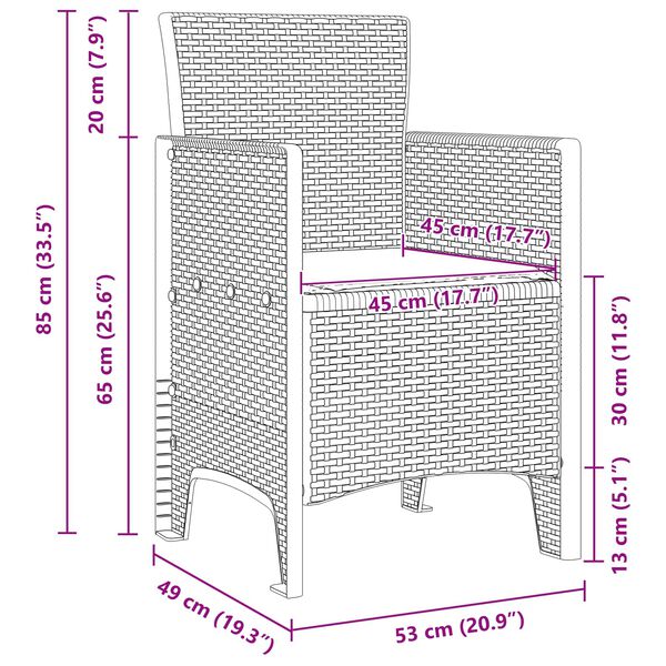 vidaXL Garden Dining Set 13 pcs Brown Polt rattan
