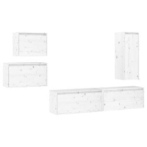 vidaXL TV Cabinet Set of 5 White Solid pine wood Various sizes in set