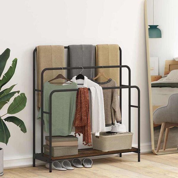 vidaXL Cloth Rack Smoked Oak 35.43 x 11.81 x 39.57 in Engineered wood