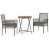 vidaXL Garden Bistro Set 3 pcs Grey Poly Rattan