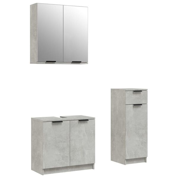 vidaXL Bathroom Furniture Set Concrete Gray Engineered Wood, Glass Large