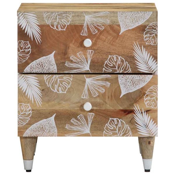 vidaXL Bedside Cabinet Set of 2 Natural Mango and White