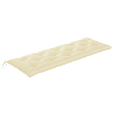 vidaXL Patio Bench with Cream White Cushion 59.1" Solid Teak Wood