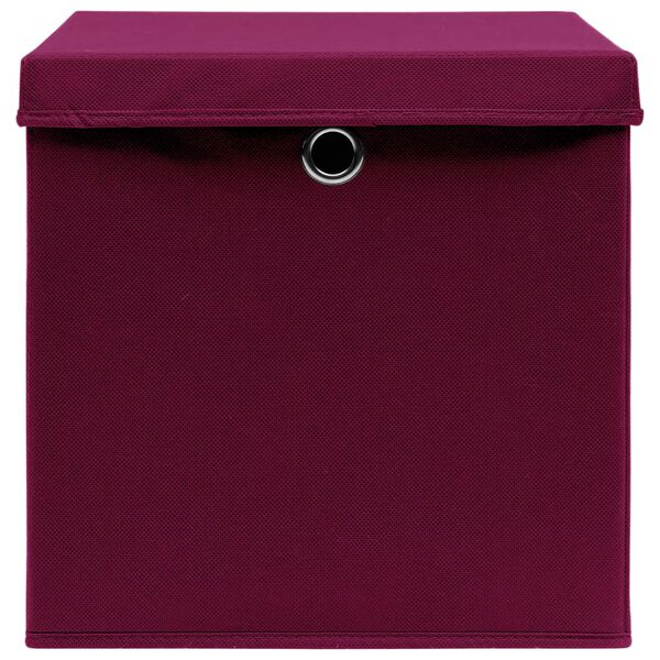 vidaXL Storage Box Set of 10 Dark Red Non-woven fabric (100% polyester)