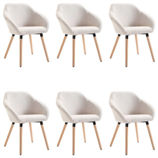 vidaXL Dining Chairs 6 pcs Cream Fabric