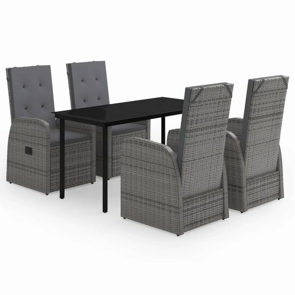 vidaXL Garden Dining Set Grey and black