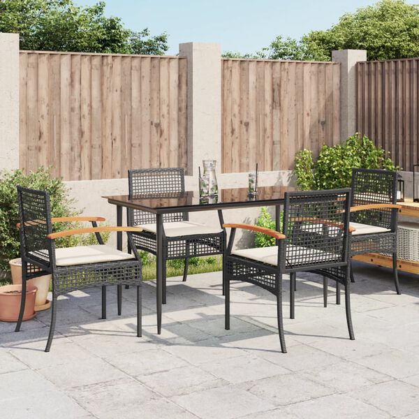 vidaXL Garden Dining Set Black and Cream White
