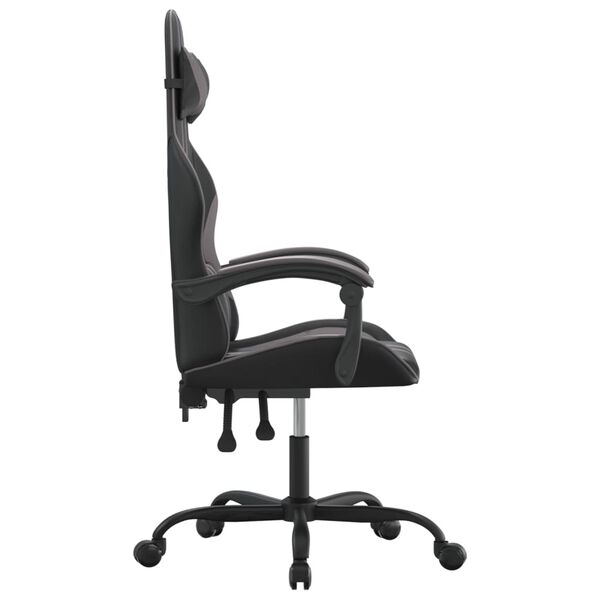 vidaXL Gaming Chair Black and Grey Faux Leather