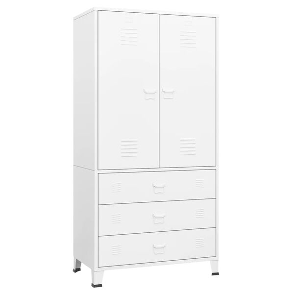 vidaXL Wardrobe White Metal 35.4 x 19.7 x 70.9 in Wardrobe Rectangular