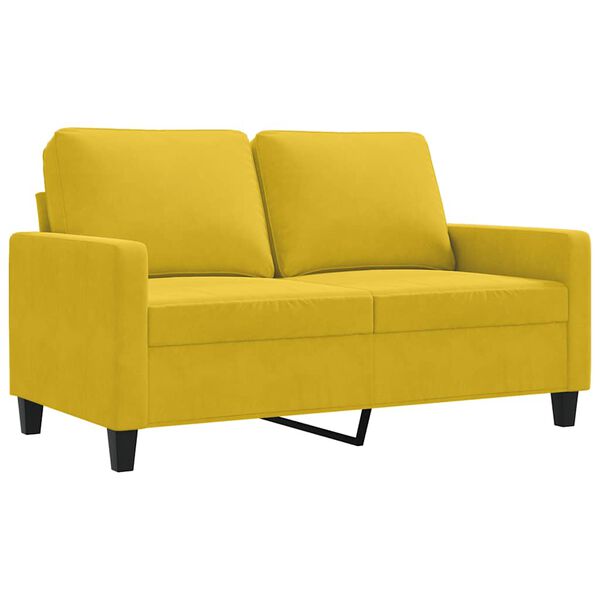 vidaXL 2-seater Sofa Yellow Velvet (100% polyester), metal, foam