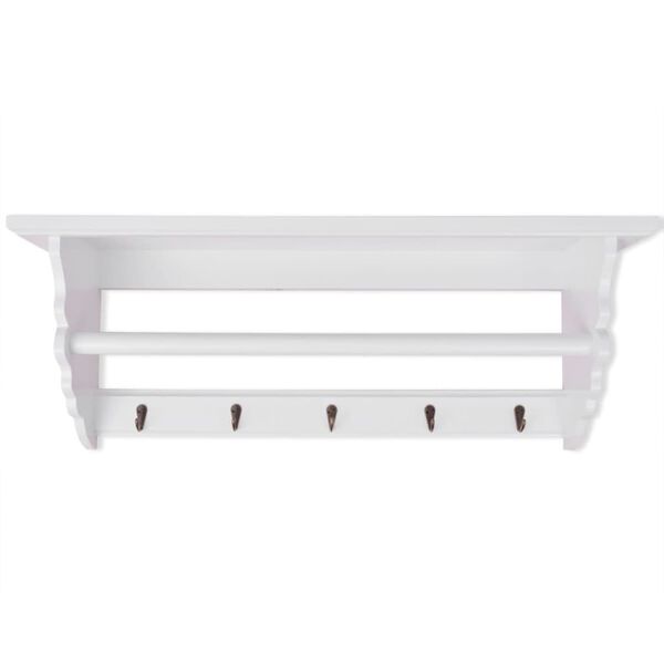 vidaXL Coat Rack White MDF Medium Coat Rack Rectangular Baroque