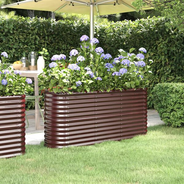 vidaXL Garden Raised Bed Brown Powder-coated steel Medium Durable