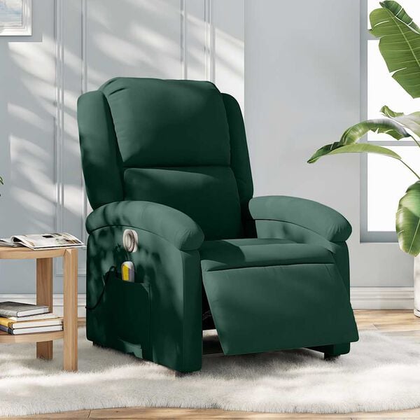 vidaXL Electric Massage Recliner Chair Dark Green Velvet Large