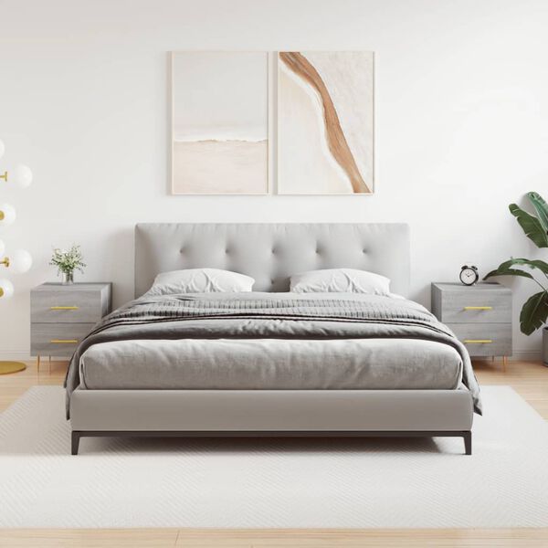 vidaXL Grey Sonoma Bedside Cabinet Set of 2 Engineered wood, Iron