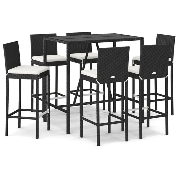 vidaXL Patio Bar Set Set of 6 Black, Cream white