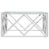 vidaXL Coffee Table Silver Stainless Steel, Tempered Glass