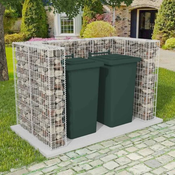 vidaXL Gabion Double Wheelie Bin Surround Steel 70.9"x39.4"x47.2"