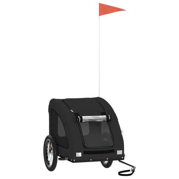 vidaXL Pet Bike Trailer Black Oxford Fabric, Iron, PVC Durable