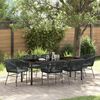 vidaXL Garden Dining Set with Cushion 7 pcs Black Powder-Coated Steel