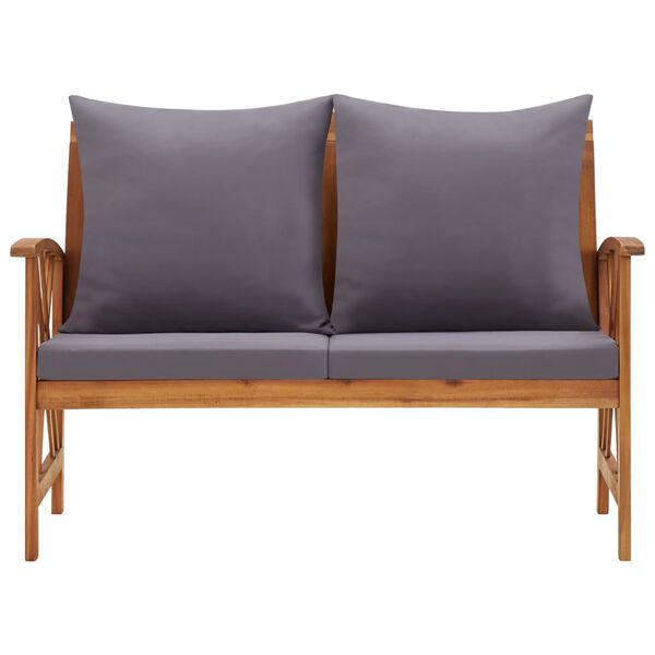 vidaXL Garden Bench Acacia wood finish and dark grey cushions