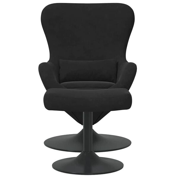 vidaXL Egg Chair with Footstool Black 24.80 x 28.74 x 35.43 in Velvet