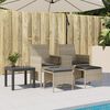 vidaXL Patio Sofa 2-Seater with Table and Stools Light Grey Poly Rattan
