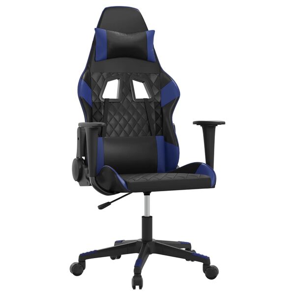 vidaXL Gaming Chair Black and Blue Faux Leather