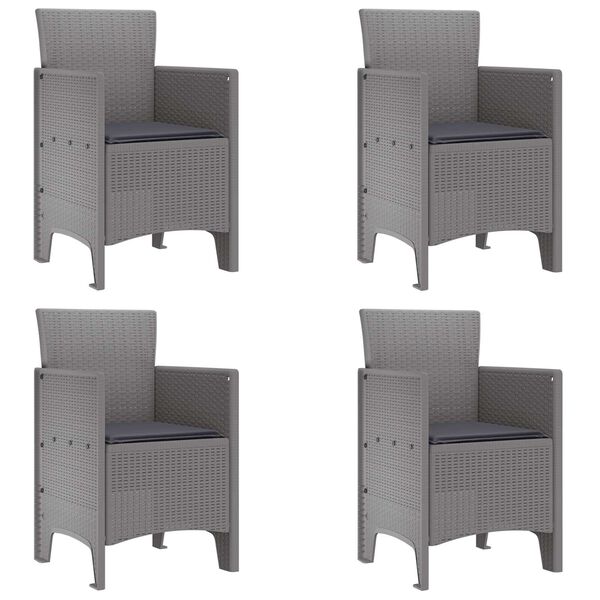 vidaXL Garden Chair 4 pcs Light gray 53 x 49 x 85 cm PP
