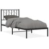 vidaXL Bed Frame Black Powder-Coated Steel Twin Bed Frame Rectangular