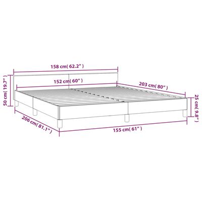 vidaXL Bed Frame with Headboard Light Gray 59.8"x79.9" Queen Fabric