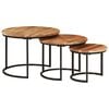 vidaXL Nesting Table Set of 3 Natural wood and black