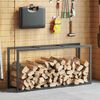 vidaXL Firewood Rack Black 21.7x11.8x45.7" Steel