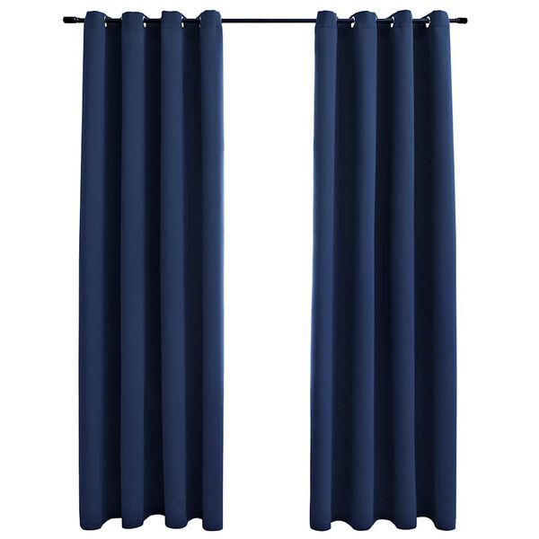 vidaXL Blackout Curtains with Metal Rings 2 pcs Blue 55.1x96.5"