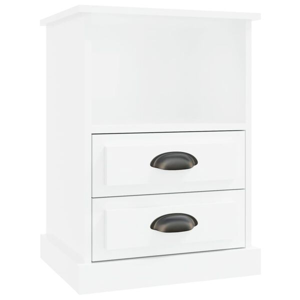 vidaXL Bedside Cabinet High gloss white Engineered wood Compact