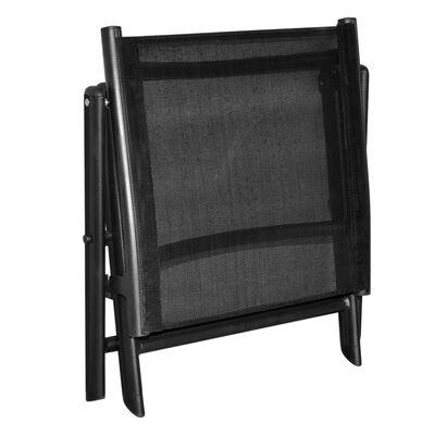 vidaXL Folding Footstool Black Aluminum and Textilene