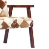 vidaXL Armchair White and Brown Goat Leather, Acacia Wood Standard