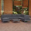 vidaXL 8 Piece Patio Lounge Set with Cushions Gray Solid Pinewood
