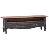 vidaXL TV Cabinet Black, Natural Wood Solid Mahogany Wood 47.2 in width