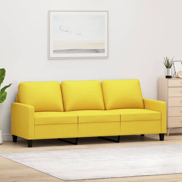 vidaXL 3-seater Sofa Light Yellow Fabric (100% polyester), metal, textilene
