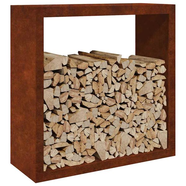 vidaXL Firewood Rack 39.4"x15.7"x39.4" Weathering Steel