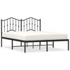 vidaXL Bed Frame Black Powder-Coated Steel Double Bed Bed Frame