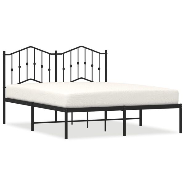 vidaXL Bed Frame Black Powder-Coated Steel Double Bed Bed Frame