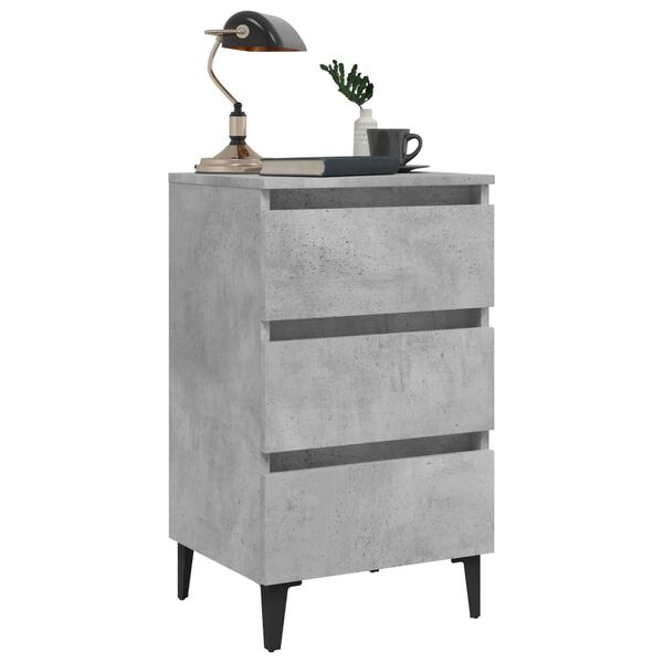 vidaXL Bed Cabinet Set of 2 Concrete grey Engineered wood, metal