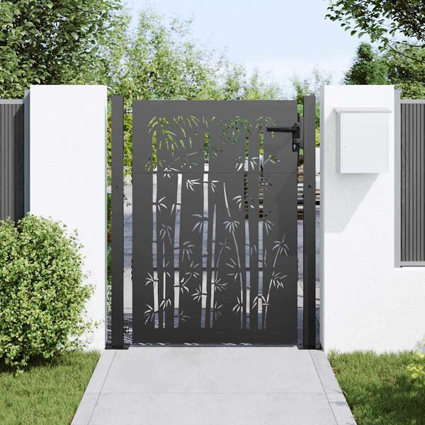 vidaXL Garden Gate 39.4x59.1" Corten Steel Bamboo Design