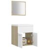 vidaXL Bathroom Furniture Set White and Sonoma Oak Engineered Wood, Ceramic