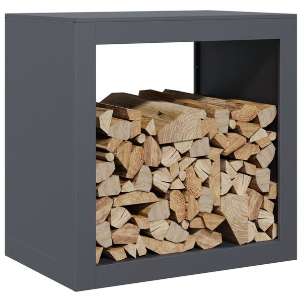 vidaXL Firewood Rack Anthracite 23.6x15.7x23.6" Steel