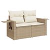 vidaXL Garden Sofa Set Beige PE Rattan 8 Piece Adjustable Feet