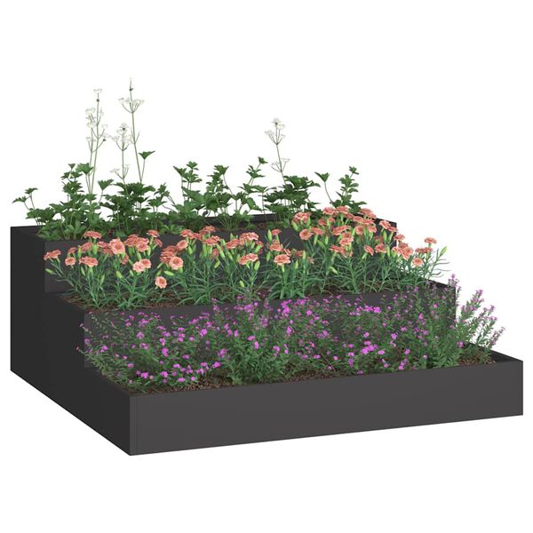 vidaXL Garden Planter Black 35.43 x 35.43 x 13.78 in Cold-rolled Steel