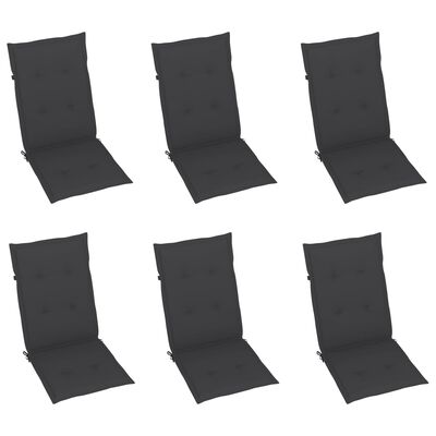 vidaXL Folding Patio Chairs 6 pcs with Cushions Solid Acacia Wood